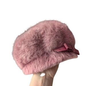 Kangol Vintage Angora Rabbit Fur Beret Dusty Rose Pink